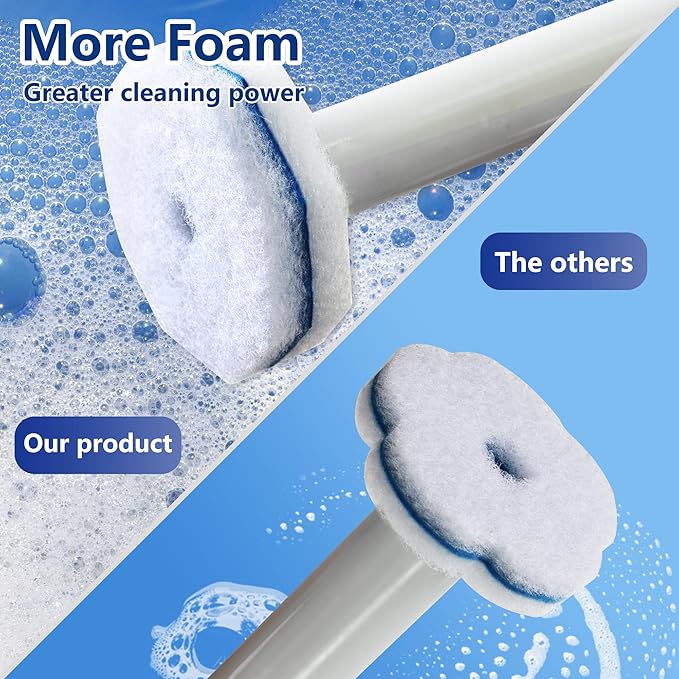 Toilet Wand Refills for Clorox, 40 Pack Disposable Toilet Brush Head with Rich Foaming, Extra Thick Refill Heads, Strong Cleaning & Deep Scrubbing Power, Disposable Toilet Cleaning System