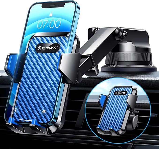 VANMASS Phone Holders for Your Car [Super Suction Cup] Cell Phone Mount Car Dashboard Windshield Vent Desk Fit for iPhone 17 Pro Max 16 15 14 Universal Handsfree Automobile Vehicle Cradle,Blue