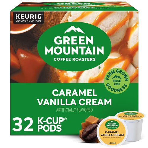 Green Mountain Coffee Roasters Caramel Vanilla Cream - Flavored Light Roast K-Cup Pods | 32 Count