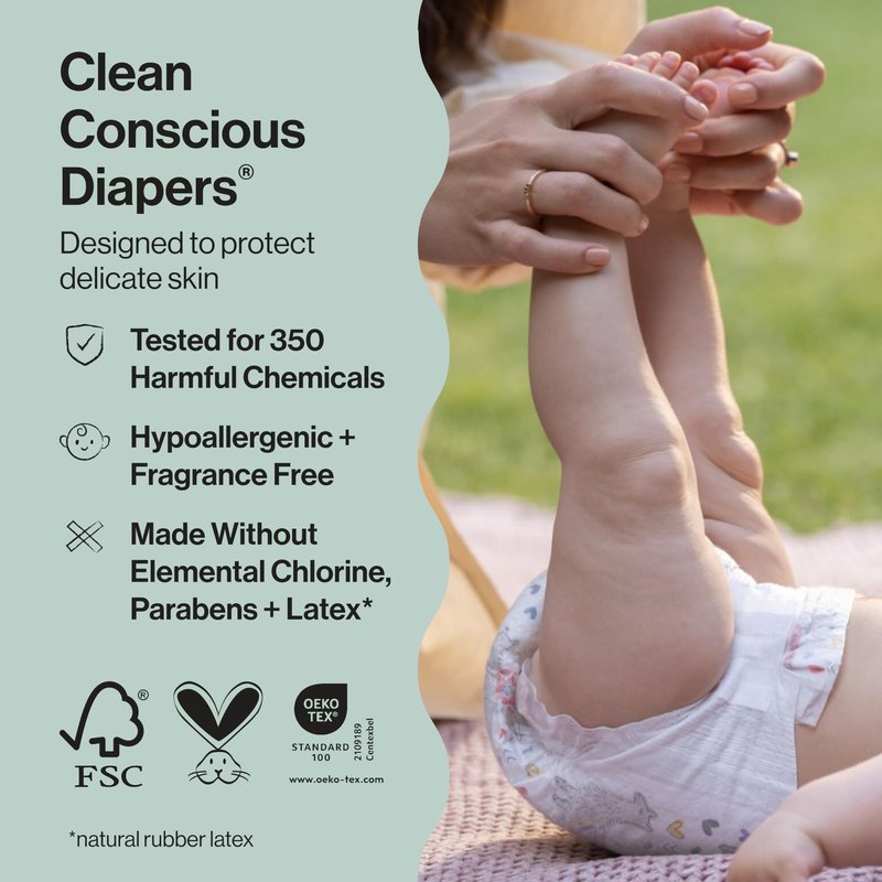 The Honest Company Comfort Dry Disposable Daytime Diapers for Sensitive Skin, Hypoallergenic, Fragrance-Free, Fall '25 Seasonal Prints, Club Box, Size 4 (22-37 lbs), 54 Count