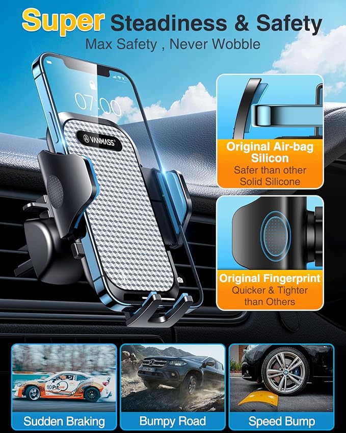 VANMASS 2026【True Military-Grade】 Phone Holders for Your Car 【90 LBS Strongest Suction & Clip】 Ultimate Cell Phone Mount Dashboard Window Vent for iPhone 17 Pro Max 16 15 14 13 Samsung Android Truck