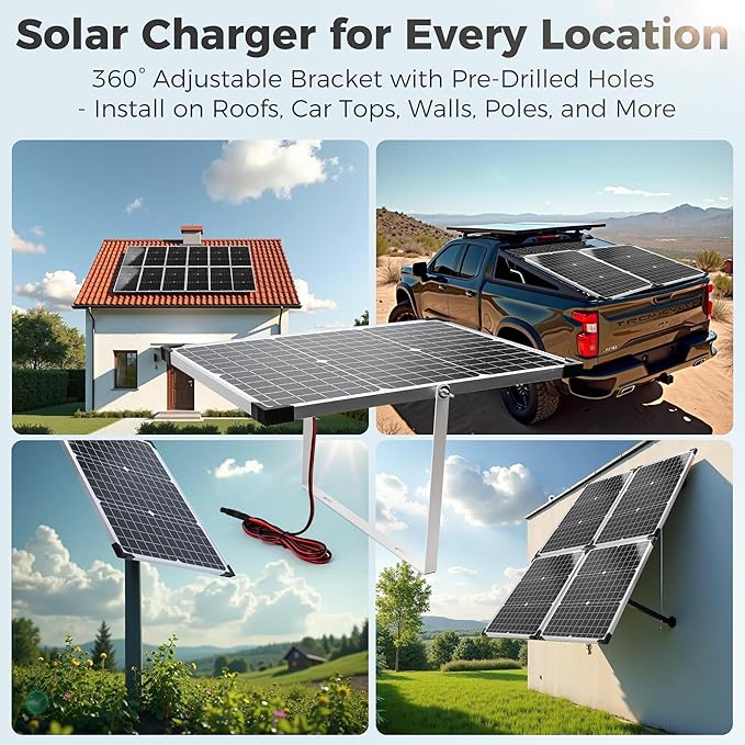 Voltset 30W Solar Battery Charger - 12V Solar Panel Kit with 10A Smart Charge Controller - IP67 Waterproof Solar Trickle Charger Maintainer - Adjustable Mount Bracket for RV Boat Car Motorcycle