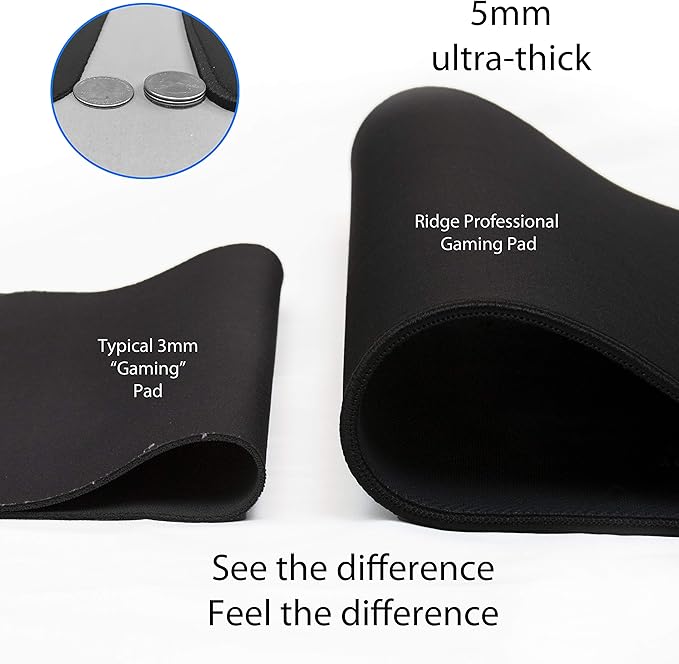 Traverse Ridge Gaming Mouse Pad (5mm) Extended 36 inch | 36x12x0.20 Extra Thick | Black | Stitched Edge, Large Washable Desk Mat