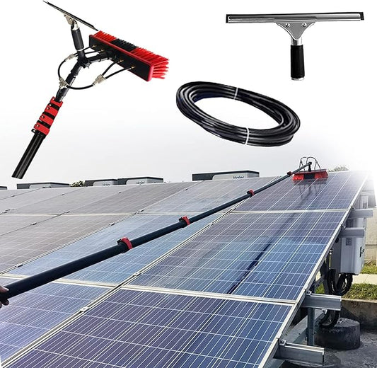 Telescopic Hydrocleaner Cleaning Brush, Multi-Purpose Water Spray Brush for Cleaning Window Solar Panels, 3.6m-10.8m Solar Panel Cleaning Equipment, Roof Cleaning Tools,7.2m