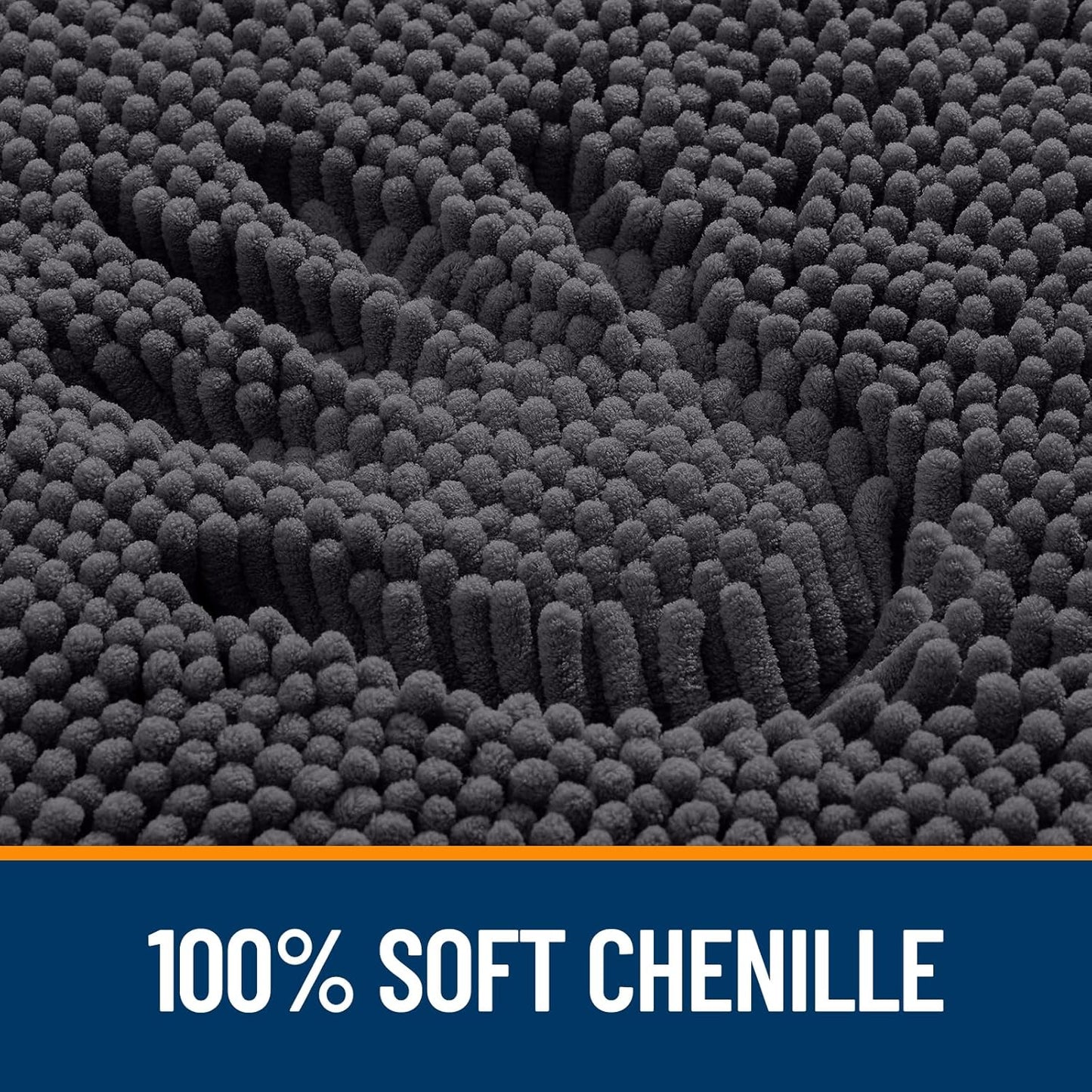 OLANLY Bathroom Rugs - Extra Soft Chenille Bath Mats | Quick Dry, Machine Washable, 36x24, Dark Grey