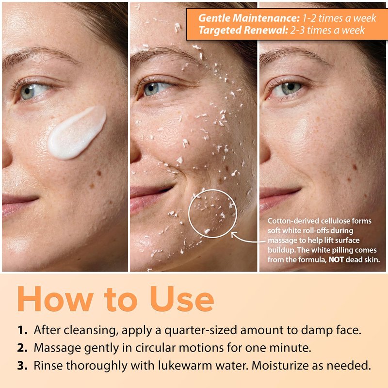 Ebanel 2-Pack Brightening Peeling Gel with Cotton Cellulose, Rice, Papaya, Centella, Hyaluronic Acid for Face and Body, Gentle Exfoliating Face Scrub Gel Peel Wash Pore Cleanser Minimizer Exfoliator