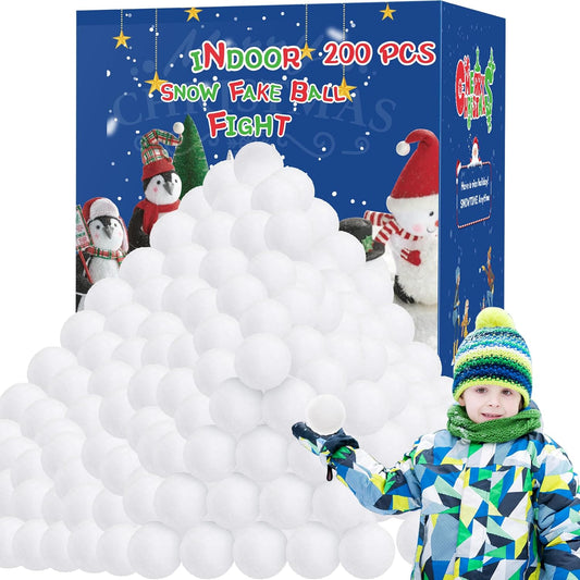 Skiennix 200 Pack Snow Toy Balls - Indoor Fake Snowballs for Kids | Perfect for Winter Games & Christmas Fun