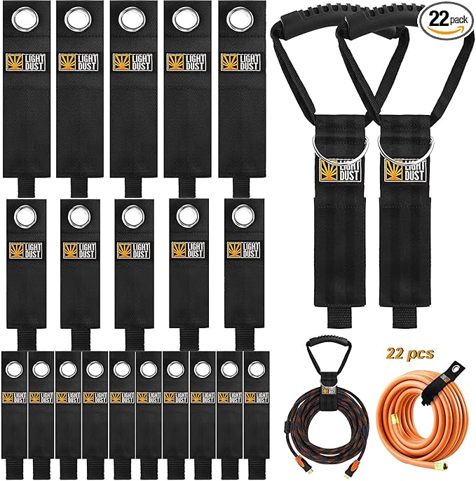 22PCS Heavy Duty Storage Straps Garage Hooks Tool Organizers and Fastening Straps Cord Wrap Keeper, Cable Straps for Cords, Hoses, Rope, RV, Boat, Garage Storage and Organization