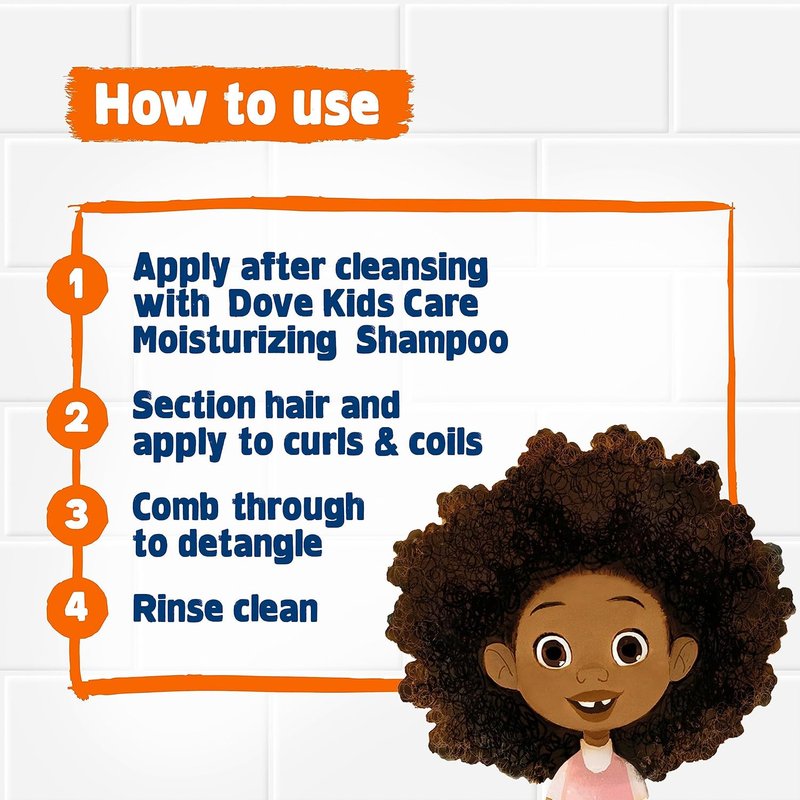 Dove Kids Shampoo & Conditioner Set - Shea Butter & Coconut Oil | 2-in-1 Detangler Spray for Wavy, Curly Hair