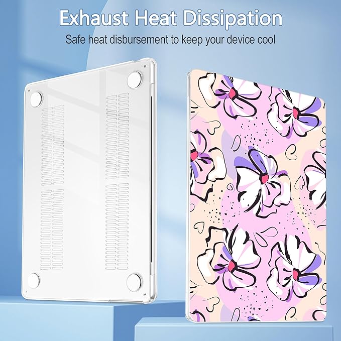 Mektron Case for 2026 MacBook Air 15 INCH M5 A3448 Compatible with M4 A3241 /M3 A3114 /M2 A2941 Printed Plastic Hard Shell Cover with 15.3" Liquid Retina Display Touch ID- Pink Flowers
