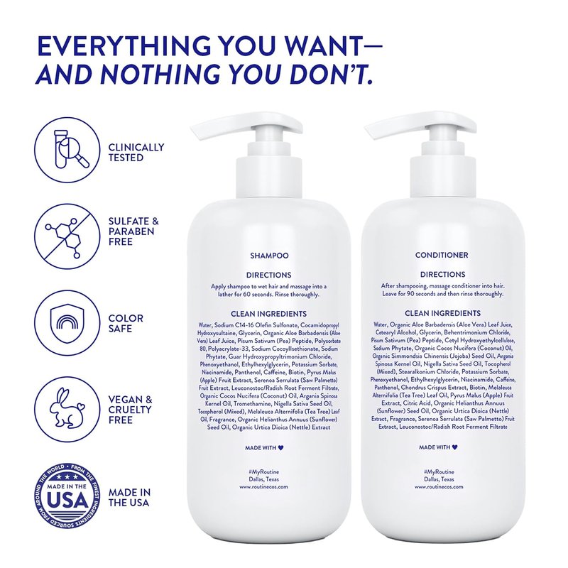 Anti-Thinning Shampoo & Conditioner Set - Biotin DHT Blocker for Thinning Hair | Color Safe, Healthier Hair - Rose Hips