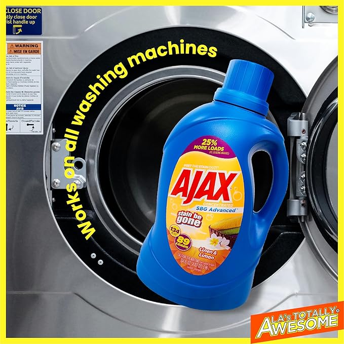 Ajax SBG Advanced Laundry Detergent, Linen & Lemon Scent, 134oz (Pack of 4) â Totally Awesome Stain & Odor Remover, HE Compatible, Concentrated Liquid, 356 Loads, Color-Safe, Long-Lasting Freshness