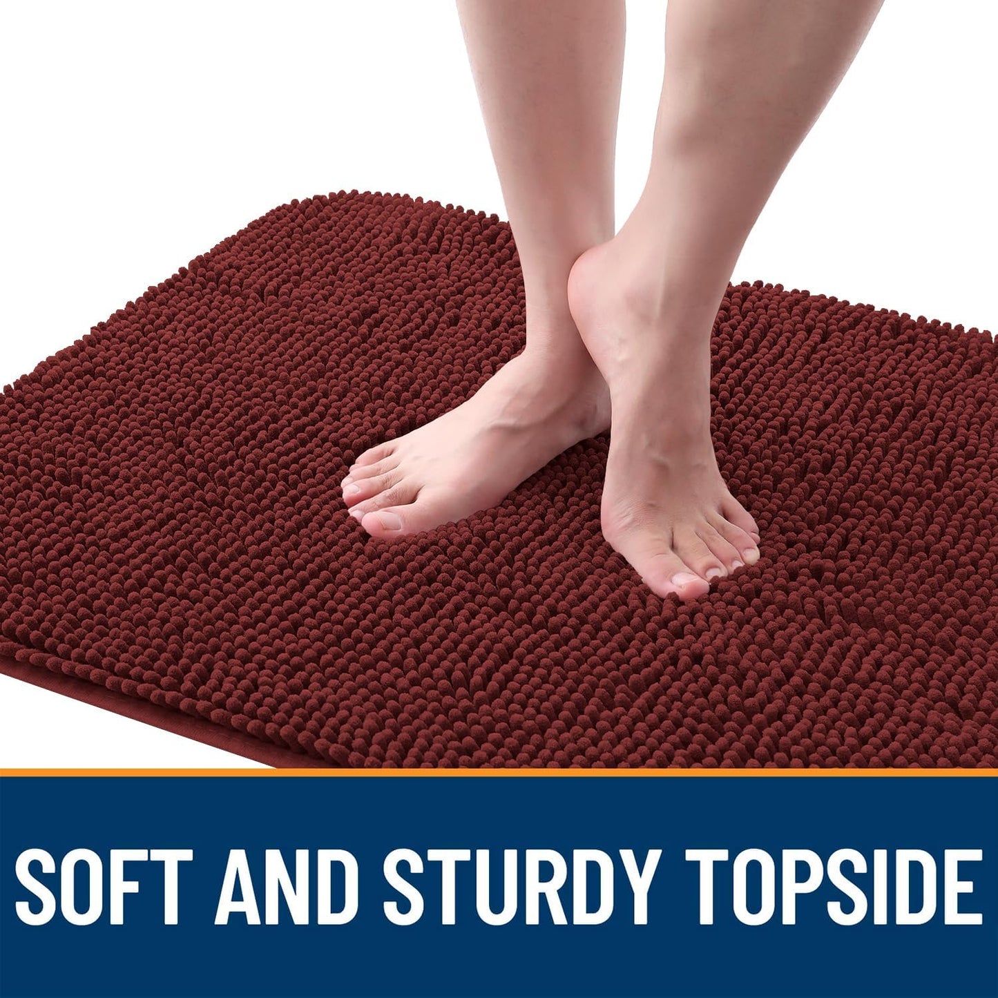 OLANLY Dog Door Mat - Absorbent Non-Slip Mud Mat for Muddy Paws | Quick Dry Chenille, 40x32, Caramel Russet
