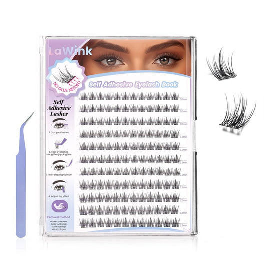 LAWINK Pre Glued Lash Clusters, 132PCS, 10-12MM, C-Curly