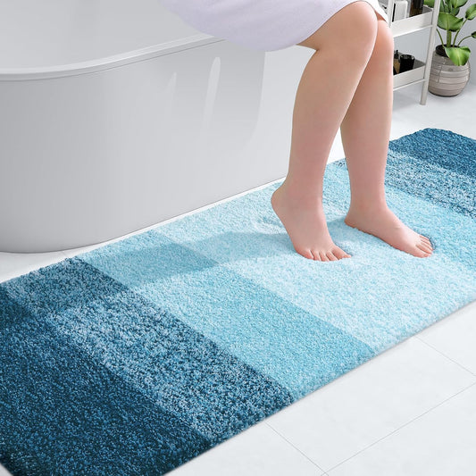 OLANLY Bathroom Runner Rug - Extra Soft Microfiber Mat | Quick Dry, Washable, 70x24, Peacock Blue