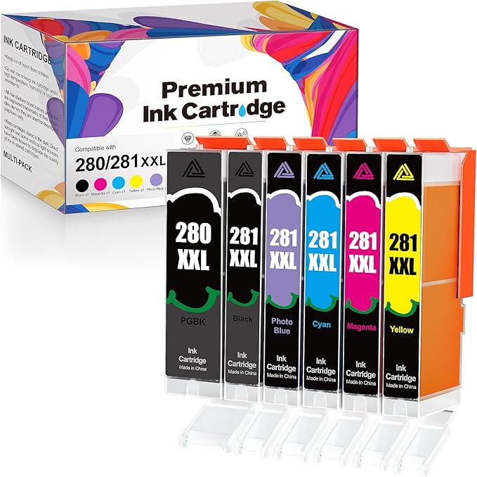 Gagalay Compatible Ink Cartridge Replacement for Canon PGI-280XXL PGI 280 XXL Compatible with PIXMA TR7520 TR8520 TS6120 TS6220 TS8120 TS8220 TS9120 TS9520 TS9521C Printer (6 Pack)