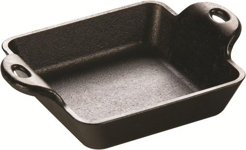 Lodge Cast Iron Mini Server - Heat Enhanced & Seasoned Square Design, 10-Ounce Capacity