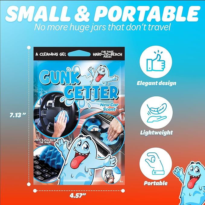 Gunk Getter Car Cleaning Gel 12 Pack for Those Hard to Reach Places, Automotive Cup Holder Electronic Keyboard Office, Slime Gel Cleaner Dust Crumb Removal (New Car, 12 Pack)