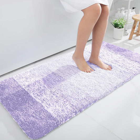 OLANLY Large Bathroom Rug Mat - Extra Soft Microfiber with Rubber Backing | Quick Dry & Washable - Light Purple 40x24