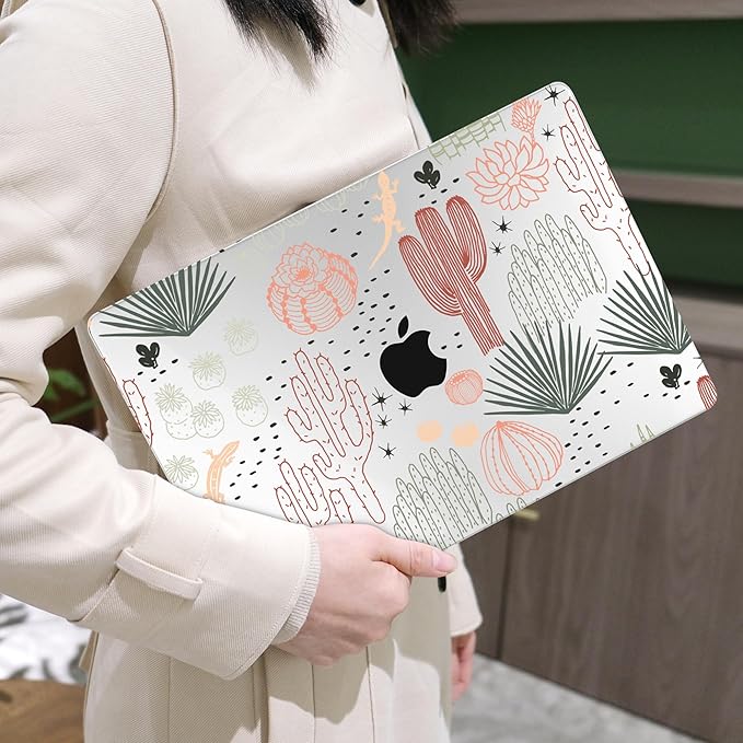 MEEgoodo for MacBook Air 13 inch Case 2021 2020 2019 2018 Released A2337 M1 A2179 A1932 with Touch ID, Plastic Hard Shell & Keyboard Cover Compatible with MacBook Air 13.3, Cacti