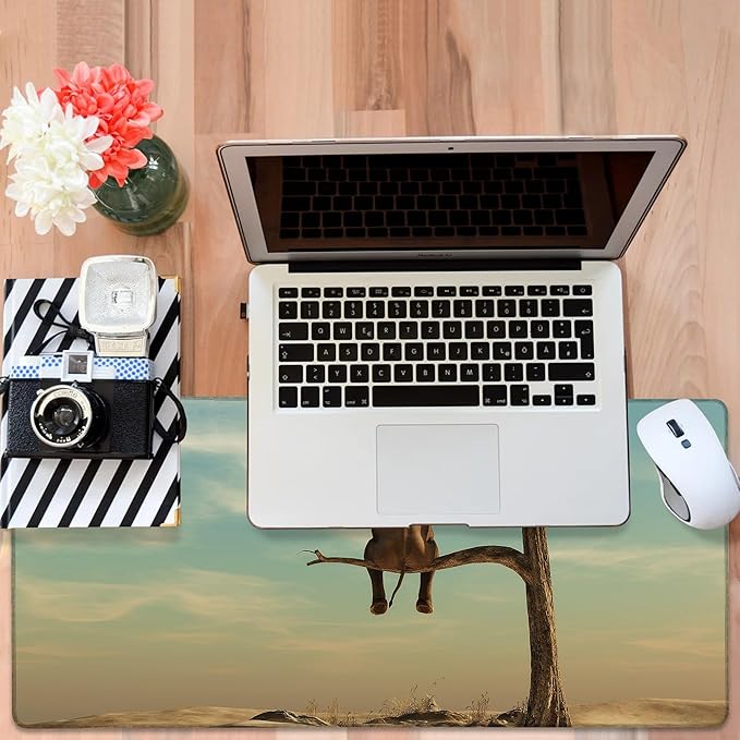 NITAHHHY A Elephant Gaming Mouse Pad 3mm Thick Stitched Edge Waterproof Non-Slip Large Computer Keyboard Mouse Mat,Suitable for Office Entertainment Decorative Desk Pad 35.4 x 15.7 Inches