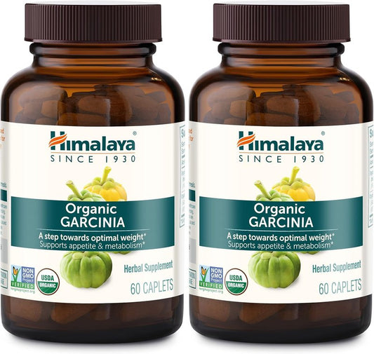 Organic Garcinia Cambogia Supplement - Appetite Support & Lipid Metabolism | 600 mg, 60 Vegan Caplets, 2 Pack