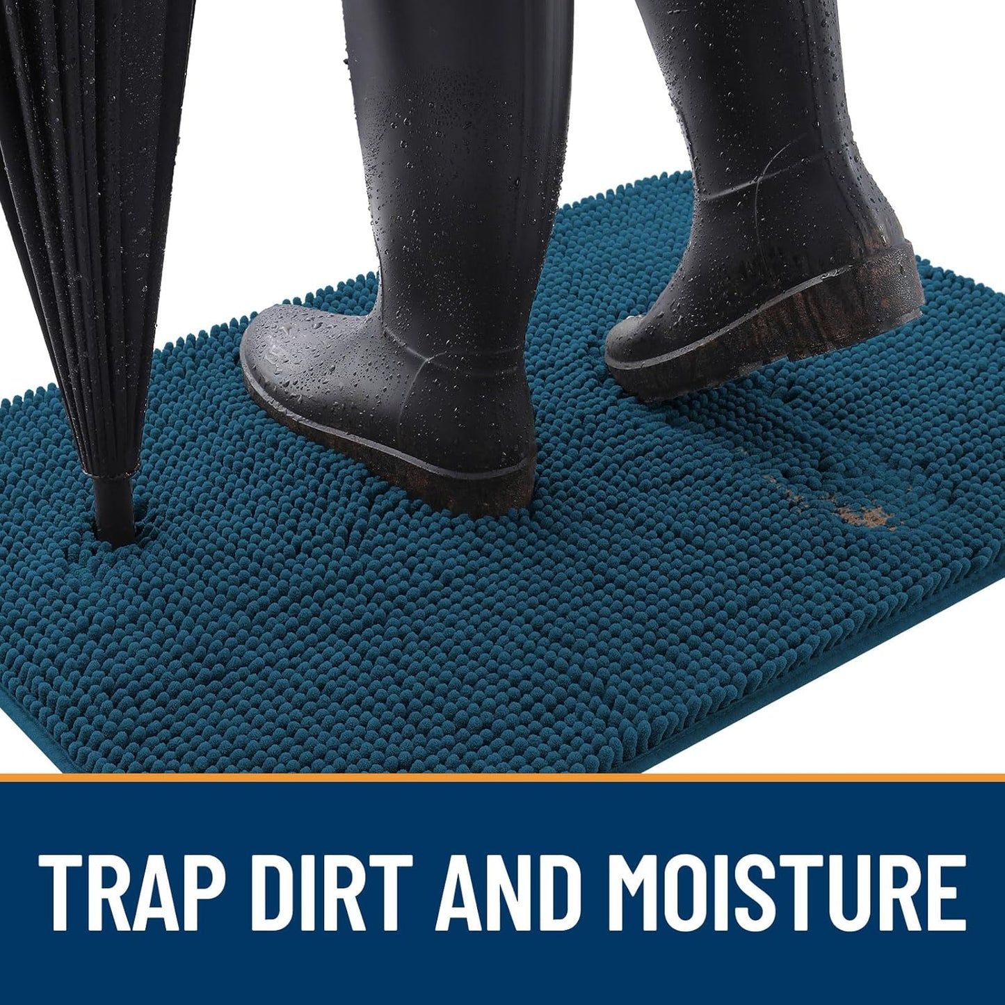 OLANLY Dog Door Mat - Absorbent Non-Slip Washable Doormat for Muddy Paws | 59x35 Atlantic Blue