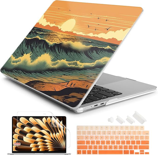 Batianda Premium Case for New MacBook Air 15 inch with M5 M4 M3 M2 Chip 2026 2025 2024 2023 Release, Designed Ultra-Slim Hardshell & Keyboard Cover & Screen Protector 4-in-1 Bundle, Dusk