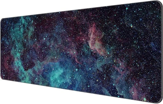 Dynippy Thin Extended Gaming Mouse Pad （31.5 * 11.8 * 0.08 inch） with Stitched Edges Large , Long XXL Keyboard and Mouse pad Desk Mat for Gaming Office & Home - Galaxy Space
