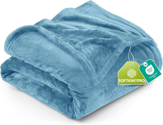 Utopia Bedding Fleece Blanket - Luxury Soft Microfiber Twin Size in Washed Blue (60x80 Inch)