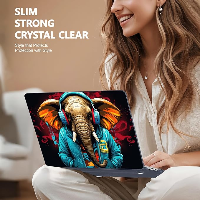 Lepeoac for MacBook Pro 16 inch Case 2019 2020 Release Model A2141, Plastic Hard Shell Cover with Keyboard Cover & Screen Protector for MacBook Pro 16 inch with Touch Bar & Touch ID, Elephant Hoodie