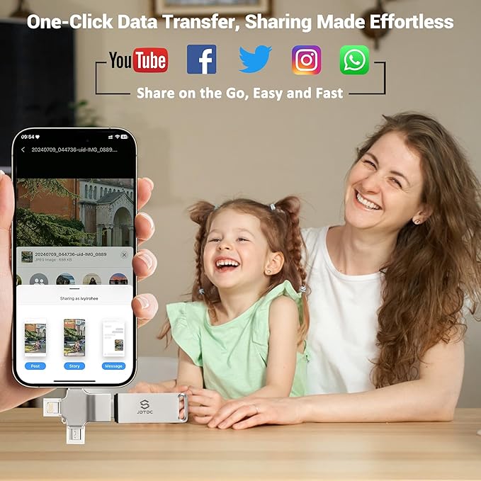 Photo-Stick-for-All-Devices Secure Auto Photo & Video Backup-USB-Stick for iPhone iPad Android Mac & PC – Multiport-Flash-Drive & Picture-Backup-Memory-Stick-Thumb-Drive (262144, MB)