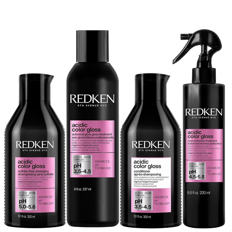 Redken Acidic Color Gloss Shampoo & Conditioner Set | Protects Color-Treated Hair with Citric Acid & Apricot Oil
