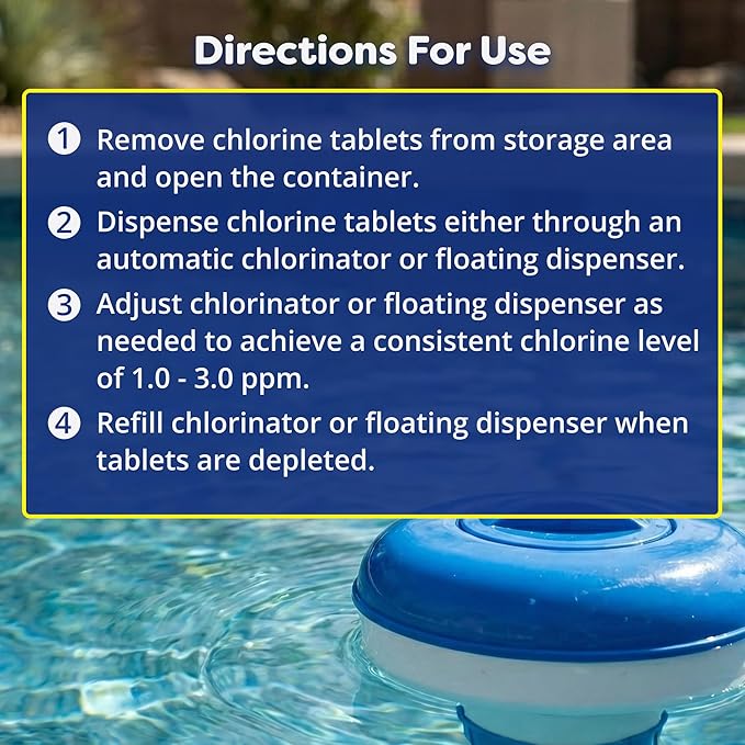 In The Swim 3 Inch Stabilized Chlorine Tablets for Sanitizing Swimming Pools - Individually Wrapped, Slow Dissolving - 90% Available Chlorine - Tri-Chlor - 10 Pounds
