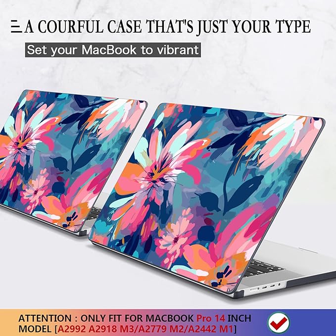 CISSOOK Compatible with MacBook Pro 14 inch Case 2026-2021 Release A3434 A3427 A3426 A3112 A3401 A3185 A2992 A2918 A2779 A2442, Plastic Hard Case & Keyboard Cover Screen Protector, Muti-color Painting