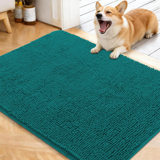 OLANLY Dog Door Mat - Absorbent Non-Slip Washable Doormat for Muddy Paws | 40x32, Lake Blue