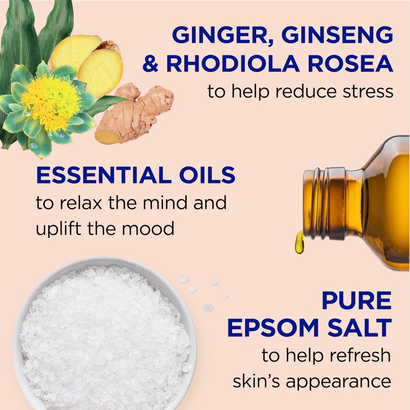Dr Teal's Foaming Bath with Pure Epsom Salt, Stress Relief with Ginseng & Ginger, 34 fl oz (Pack of 4)