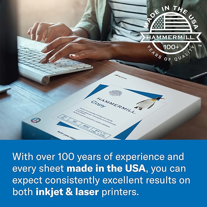 Hammermill A4 Paper, 20 lb Copy Paper (210mm x 297mm) - 92 Bright, Made in the USA - 10 Ream (5,000 Sheets)
