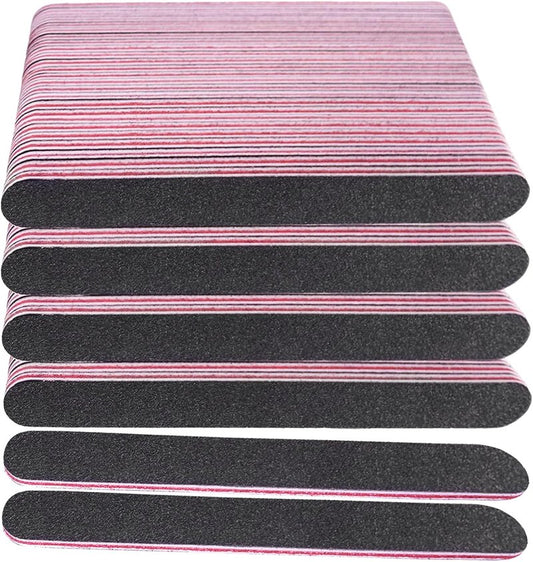 Emery Board Nail Files - 100 Pcs Double-Sided 100/180 Grit for Acrylic & Natural Nails | Professional Manicure Set