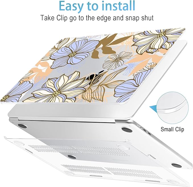 Mektron for 2026 MacBook Air 13-inch M5 Laptop Case A3449 with 13.6-inch Liquid Retina Display Fits 2025 A3240 M4 2024 A3113 M3 2023 A2681 M2 Printed Hard Shell for MacBook Air 13.6", Abstract Floral