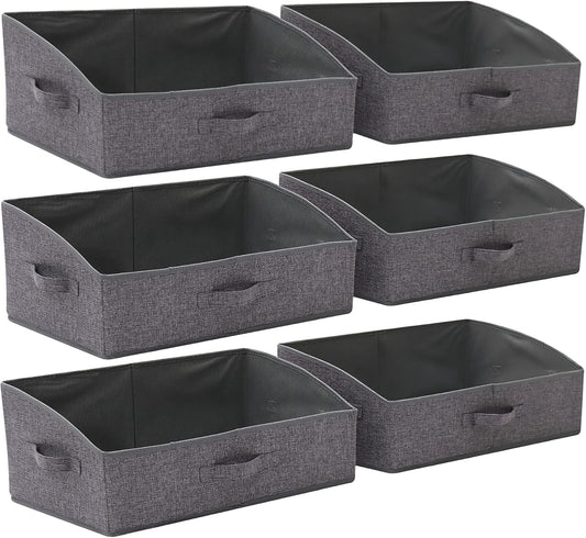 TENABORT Foldable Closet Storage Bins - 6 Pack Large Fabric Organizers with Handles | Linen Cube Baskets for Clothes