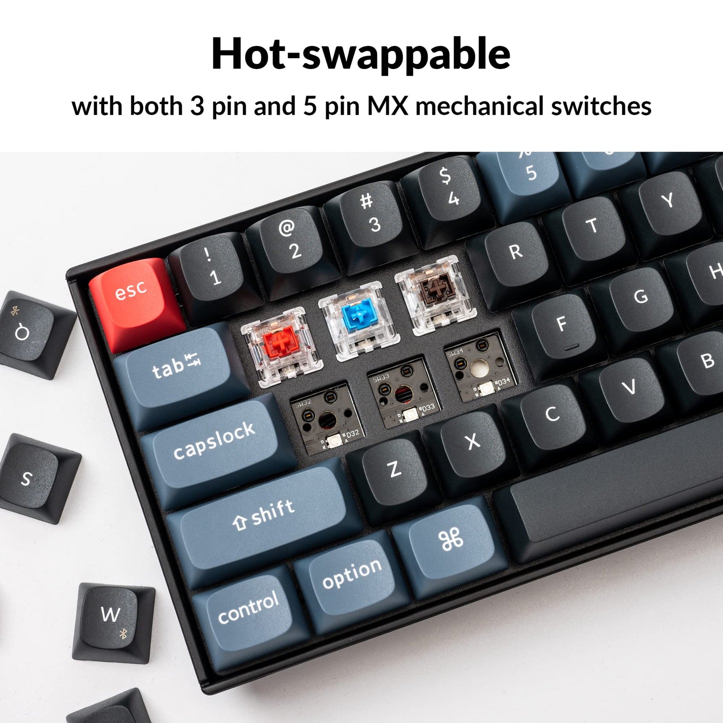 Keychron K6 Pro Wireless Custom Mechanical Keyboard, QMK/Launcher Programmable Macro, Hot-Swappable, 65% Layout White Backlit Office Keyboard for Mac Windows Linux