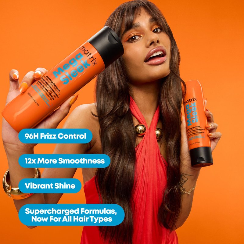 Matrix Mega Sleek Anti-Frizz Conditioner - 96H Anti-Frizz, 12x Smoother Hair, and Lasting Hydration, With Oleic Aicd and Jojoba Oil, For All Hair Types