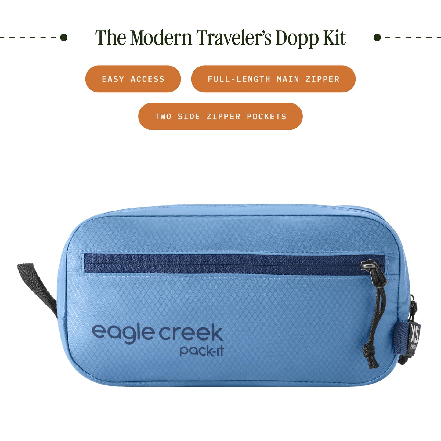 Eagle Creek Pack-It Isolate Quick Trip - Compact Travel Toiletry Bag for Optimizing Luggage Space - Lightweight - Water-Resistant - Easy-Grab Zipper - Sustainable Materials - X-Small - Blue Dawn