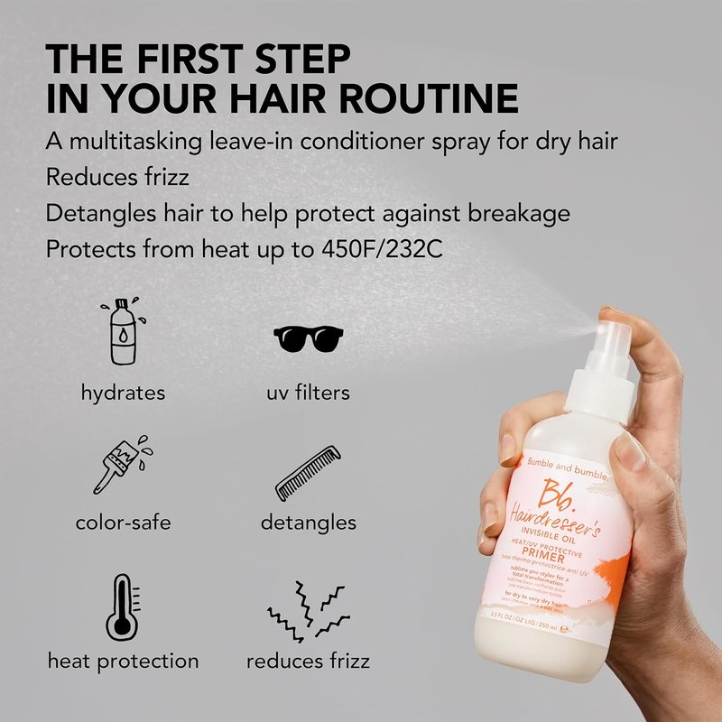 Bumble and bumble. Hairdresser's Invisible Oil Leave-In Conditioner - UV Protection, Hydrating & Anti-Frizz | All Hair Types | Argan & Coconut Oil