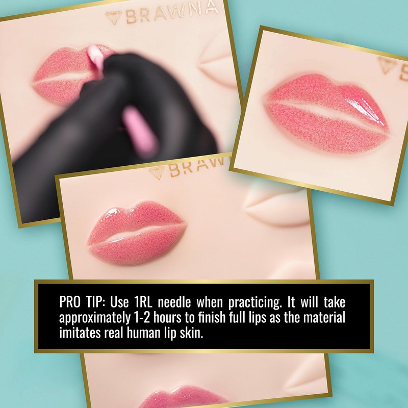 BRAWNA [ 3 Pack ] 3D Lip PMU Practice Skin - Soft Silicone Lip Blush Practice Skin with Human Skin - Like Texture - 10 Lip Shapes - Lip Tattoo Practice Skin – PMU Supplies