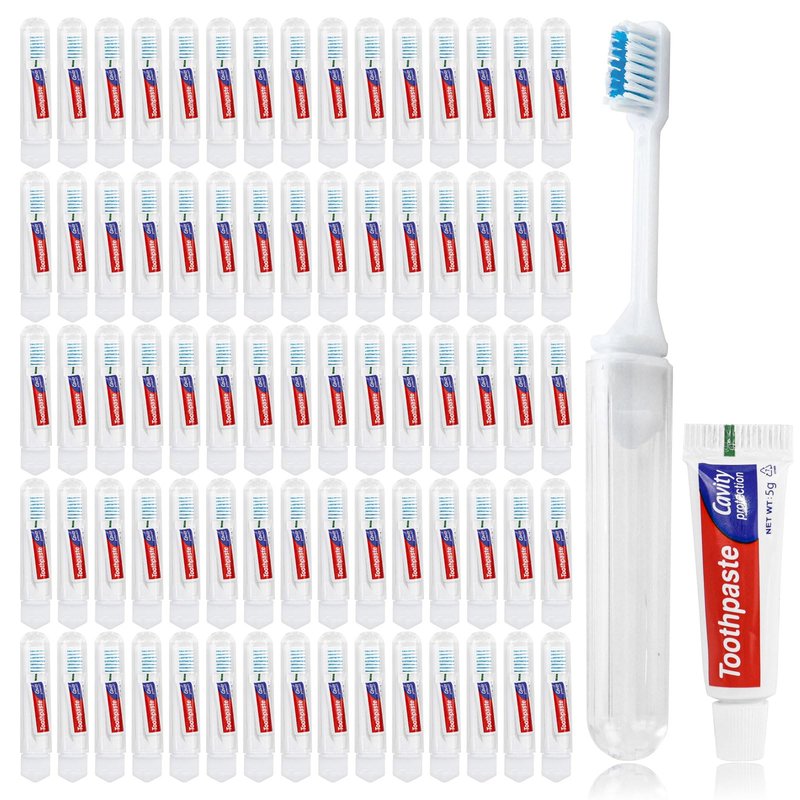 Lilingsty Toothbrush and Toothpaste Travel, Individually Packaged with Storage Box, Foldable Storage, Toothbrush Travel Size is Suitable for Camping, Business Trip (100-PACK)
