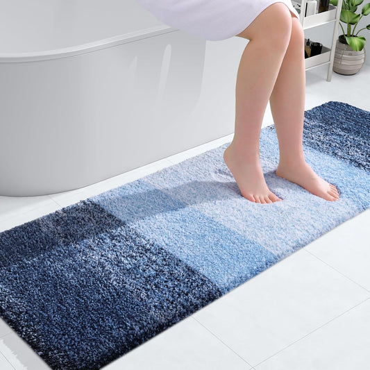 OLANLY Bathroom Runner Rug - Extra Soft Microfiber, Quick Dry, Machine Washable | 59x20, Navy