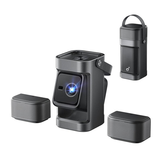 soundcore Nebula P1 Portable GTV Projector with Detachable Speakers, 650 ANSI Lumens, 1080P, 20W Truly 2.0 Surround Sound, Dolby Audio, Built-In Gimbal, Auto Adjustment, 180" Big Screen, Carry Handle