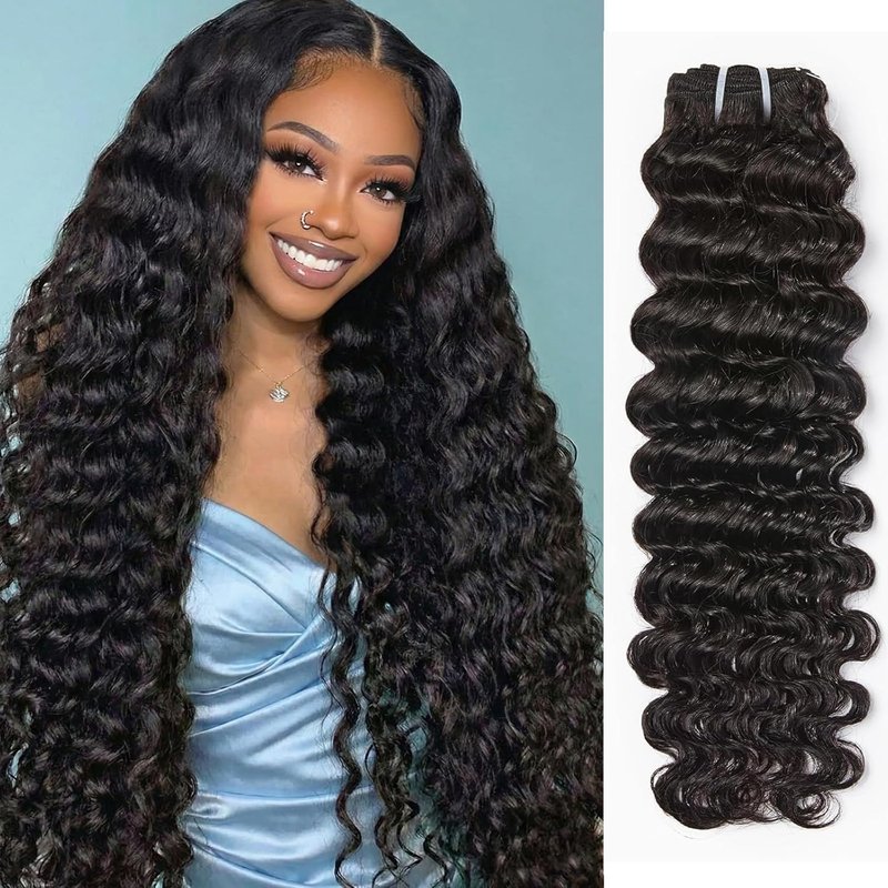 Wequeen 16A Deep Wave Human Hair Bundles - 100% Unprocessed Brazilian Virgin Hair | 18 Inch Extensions